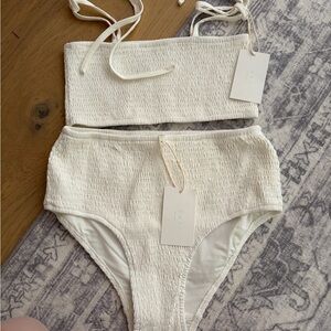 OAT White Textured Bikini Set
